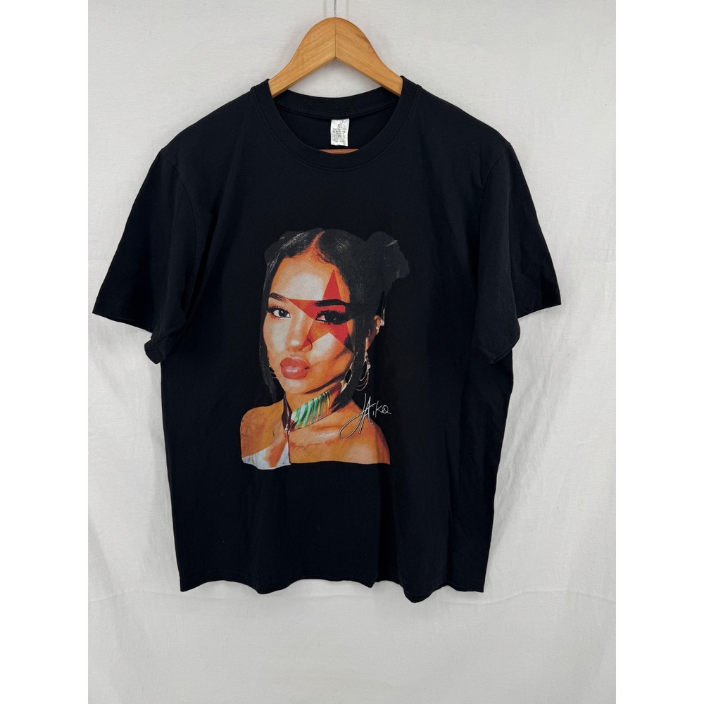 Jhene Aiko Graphic Portrait T-Shirt Black Short Sleeve Crewneck XL